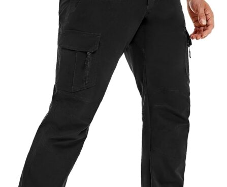 Lzzidou Men’s Ripstop Tactical Pants, Water Resistant Lightweight Cargo Pants, Outdoor Work Hiking Pants with Zipper Pockets