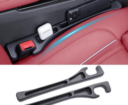 Car Seat Gap Filler, car in between seat catcher 2-Pack No-Drop Seat Side Gap Seam Filler Organizer, Universal filler between car seat and console (Black)