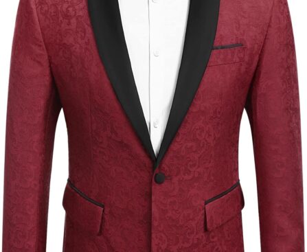 COOFANDY Men’s Floral Tuxedo Jacket Paisley Shawl Lapel Stylish Suit Blazer Jacket for Wedding, Dinner, Party, Prom