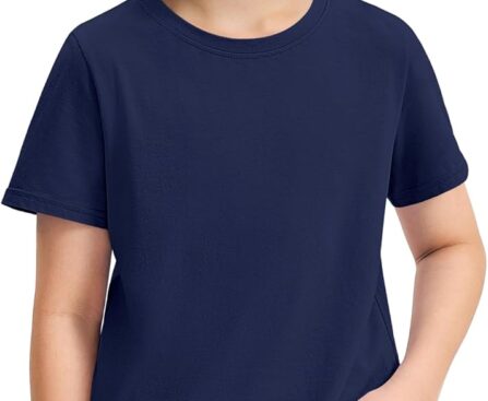 BOOPH Boys Shirts Short Sleeve T-Shirts Kids Basic Crew Neck Tops Casual Cotton Tees Clothes