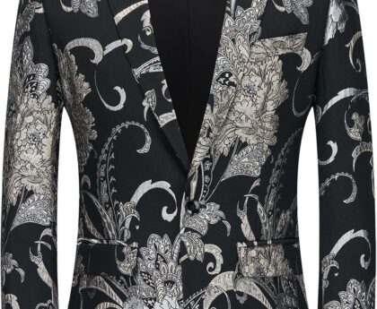 Rogers & Morris Blazer for Men Casual Slim fit Suit Jacket Dress Party Floral Men’s Sport Coat Chaqueta de Traje para Hombre