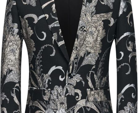 Rogers & Morris Blazer for Men Casual Slim fit Suit Jacket Dress Party Floral Men’s Sport Coat Chaqueta de Traje para Hombre
