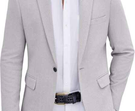 COOFANDY Men’s Casual Blazer One Button Sports Coat Tweed Herringbone Suit Jackets Formal Dress Blazers