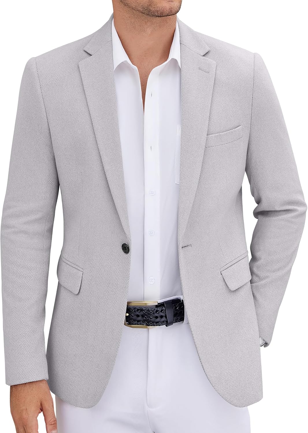 COOFANDY Men’s Casual Blazer One Button Sports Coat Tweed Herringbone Suit Jackets Formal Dress Blazers