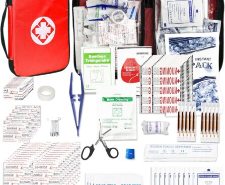 Travel-First Aid-Kit Car-Home 300PCS Survival-Kit Outdoor-Adventure – Small Portable Red Emergency Essential Sets Office Hiking Camping Business Public Must Have First Aid Gear Equipment 1st Aid