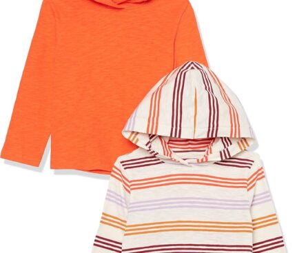 Amazon Essentials Boys and Toddlers’ Lightweight Long-Sleeve Hooded T-Shirt, Pack of 2