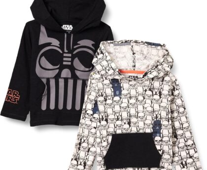 Amazon Essentials Disney | Marvel | Star Wars Boys and Toddlers’ Lightweight Hooded Long-Sleeve T-Shirts, Pack of 2