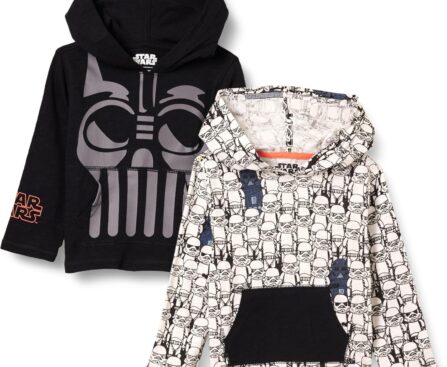 Amazon Essentials Disney | Marvel | Star Wars Boys and Toddlers’ Lightweight Hooded Long-Sleeve T-Shirts, Pack of 2