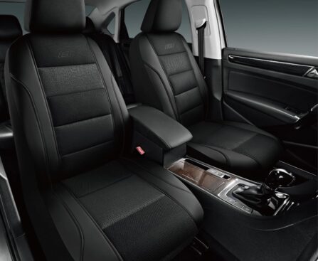 Skechers Aircooled & Memory Foam Car Seat Covers,Premium Leather with EVA Mesh Seat Covers, Front car seat Protector, Airbag Compatible, Automotive Comfort for Most Cars, Vans, Trucks, SUV,Black