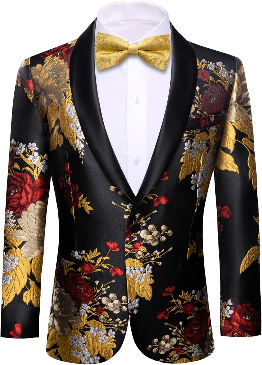 Barry. Wang Men’s Sport Coats & Blazers Flower Suit Jacket 1 Button Paisley Tuxedo Mardi Gras Carnival Parade Gift