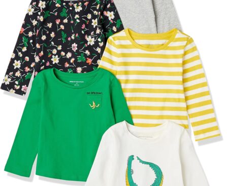 Amazon Essentials Girls and Toddlers’ Long-Sleeve T-Shirts, Multipacks