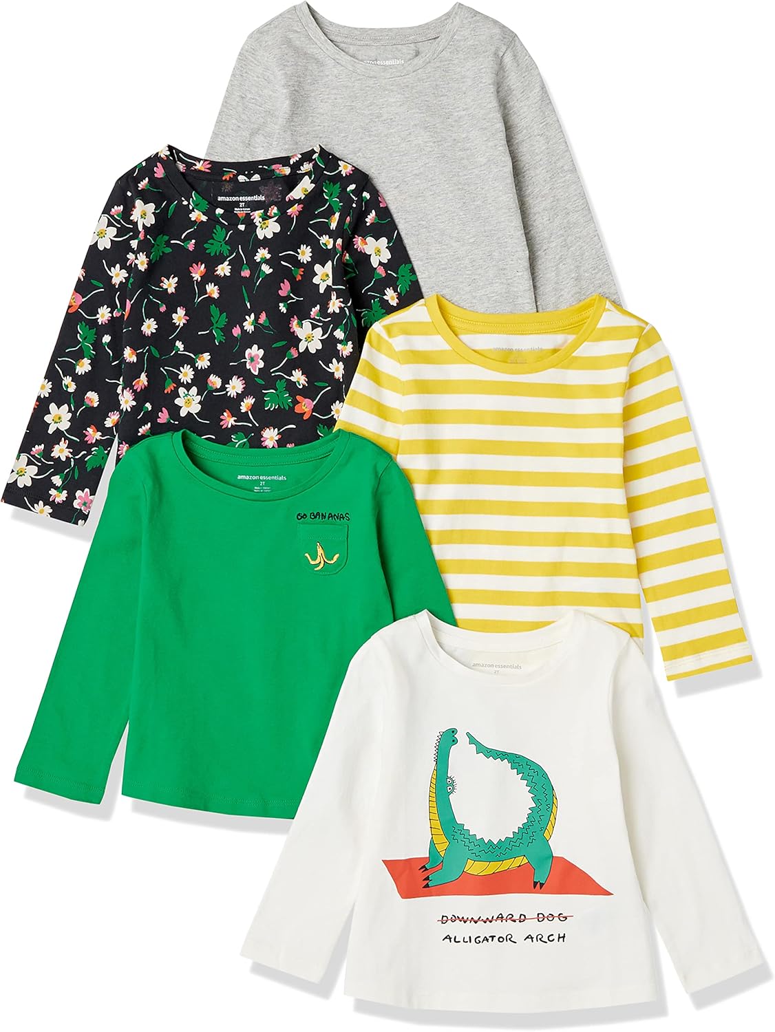 Amazon Essentials Girls and Toddlers’ Long-Sleeve T-Shirts, Multipacks