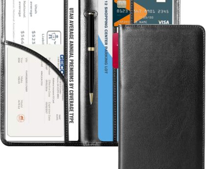 CoBak Car Registration and Insurance Holder – Vehicle Glove Box Car Organizer,Auto Truck Comparment Accessories Case with Magnetic Closure for Driver License,Cards