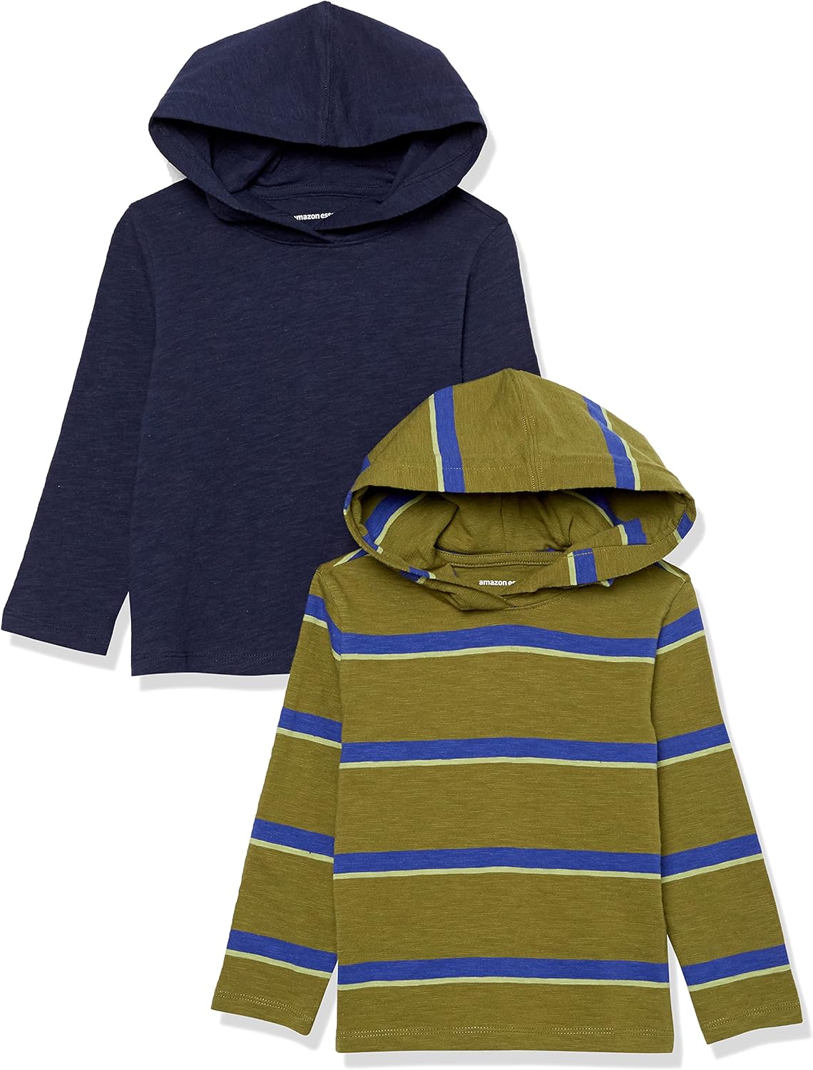Amazon Essentials Boys and Toddlers’ Lightweight Long-Sleeve Hooded T-Shirt, Pack of 2