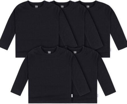 Gerber Unisex-Baby Toddler 5-Pack Solid Long Sleeve T-Shirts Jersey 160 GSM