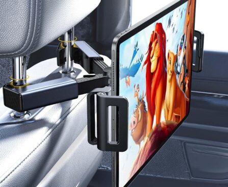 LISEN Tablet Holder for Car Headrest, iPad Car Holder Back Seat Travel Accessories Long Road Trip Essentials for Kids Black, Tablet Stand for iPad Pro Air Mini Galaxy Fire 4.7-12.9″ Devices