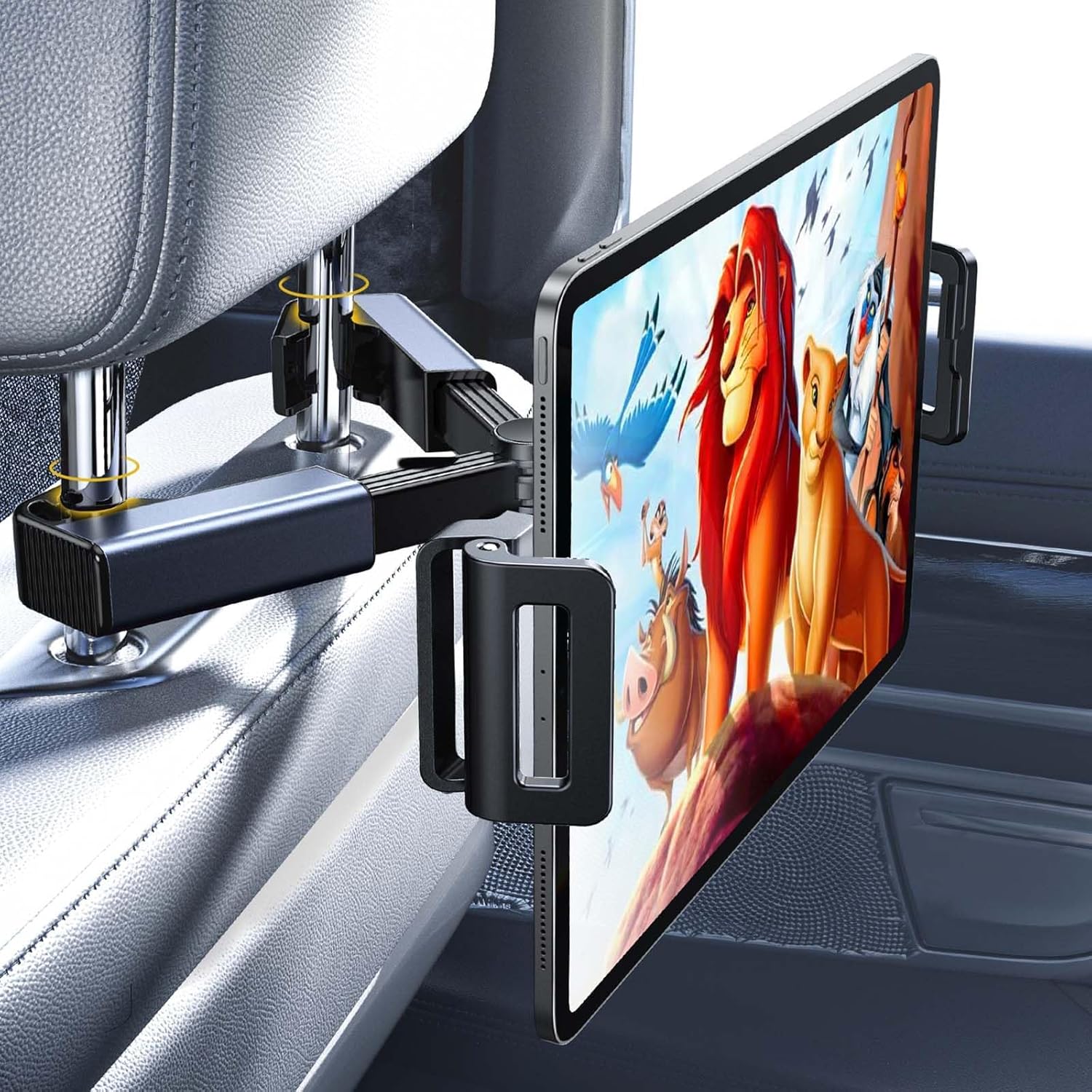 LISEN Tablet Holder for Car Headrest, iPad Car Holder Back Seat Travel Accessories Long Road Trip Essentials for Kids Black, Tablet Stand for iPad Pro Air Mini Galaxy Fire 4.7-12.9″ Devices