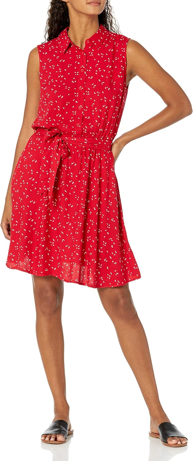 Amazon Essentials womens Sleeveless Relaxed-Fit Woven Shirt Dress