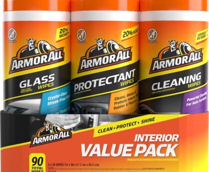 Armor All Protectant, Glass and Cleaning Wipes, Wipes for Car Interior and Car Exterior, 30 Count Each (Pack of 3)