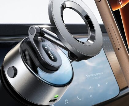 LISEN SuctionPro Phone Holder for Car【Auto Vacuum】Electric Vacuum Magnetic Phone Mount, Suction Cup Phone Mount 360° Adjustable Car Accessories Magsafe Car Mount for iPhone 17 Pro Max Air 16 15 14 13