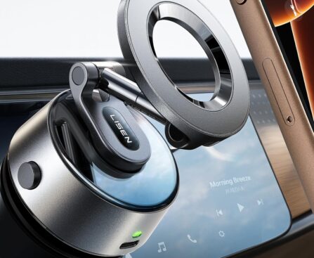 LISEN SuctionPro Phone Holder for Car【Auto Vacuum】Electric Vacuum Magnetic Phone Mount, Suction Cup Phone Mount 360° Adjustable Car Accessories Magsafe Car Mount for iPhone 17 Pro Max Air 16 15 14 13