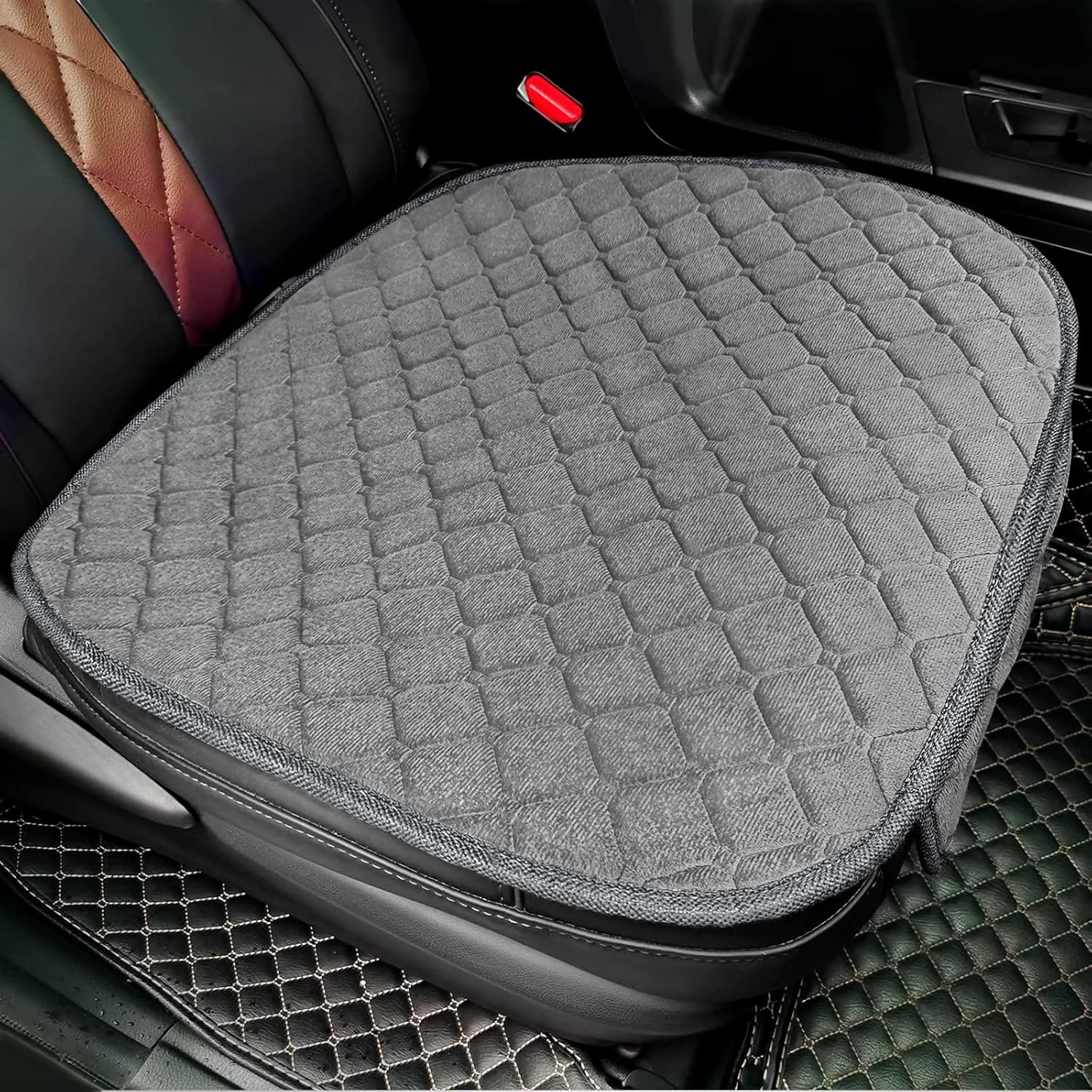 surpassme Comfortable Car Seat Covers Universal Front Seat Coves for Car Accessories with Storage Pockets, Padded Car Interior Covers for Automotive, SUV, Truck, and Van(Grey)