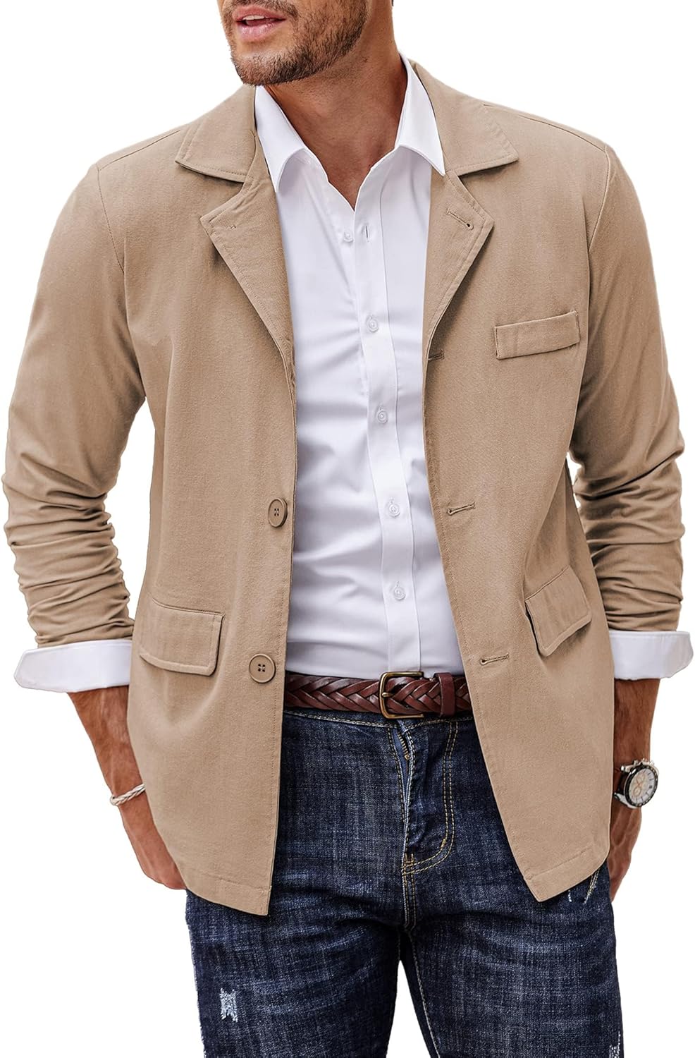 COOFANDY Men’s Linen Cotton Casual Suits Blazer Jackets Lightweight Sports Coats