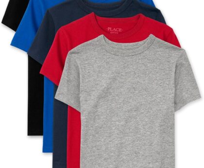 The Children’s Place Boys’ Basic V Neck Short Sleeve Tee 2 Pack