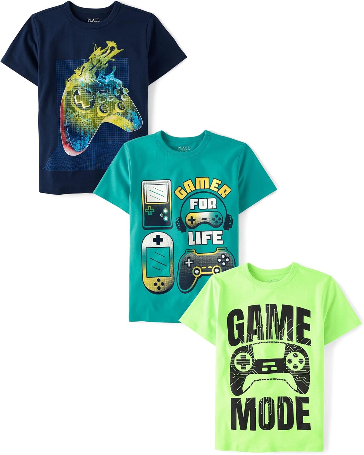 The Children’s Place Boys’ Gamer Short Sleeve Graphic T-Shirts,multipacks