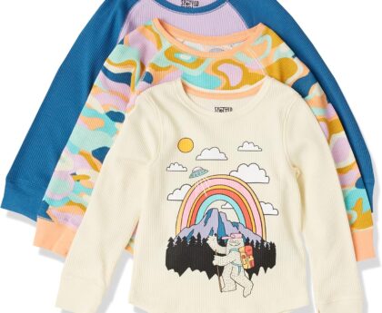 Amazon Essentials Girls and Toddlers’ Long-Sleeve Thermal T-Shirt Tops (Previously Spotted Zebra), Multipacks