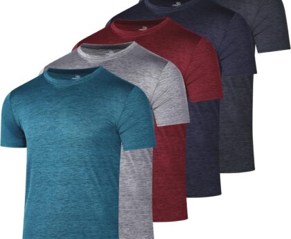 Real Essentials 5 Pack: Youth Dry-Fit Wicking Active Athletic Performance Short Sleeve T-Shirt Boys & Girls Shirts