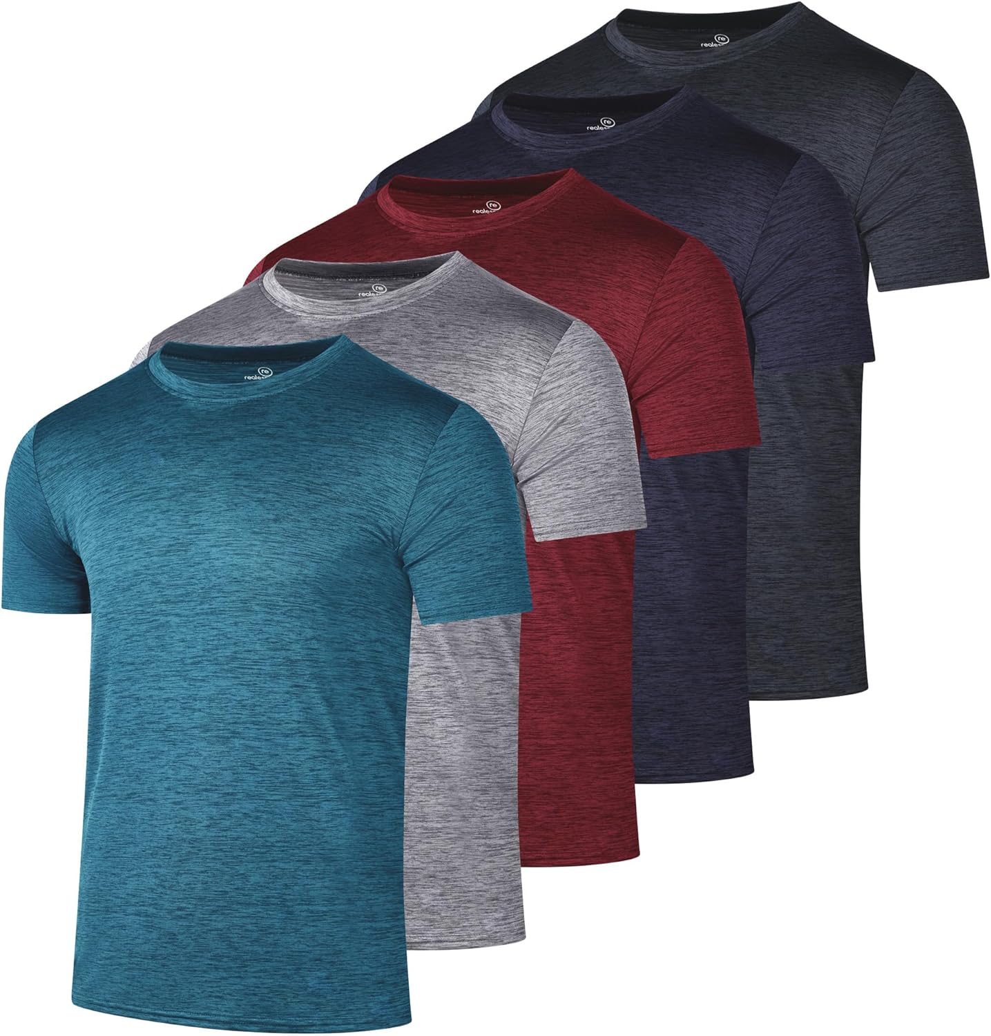 Real Essentials 5 Pack: Youth Dry-Fit Wicking Active Athletic Performance Short Sleeve T-Shirt Boys & Girls Shirts