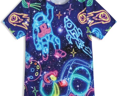 Boys Girls T-Shirts 3D Graphic Shirts Kids Neon Novelty Youth Short Sleeve Glow Tees Animal Print Tees