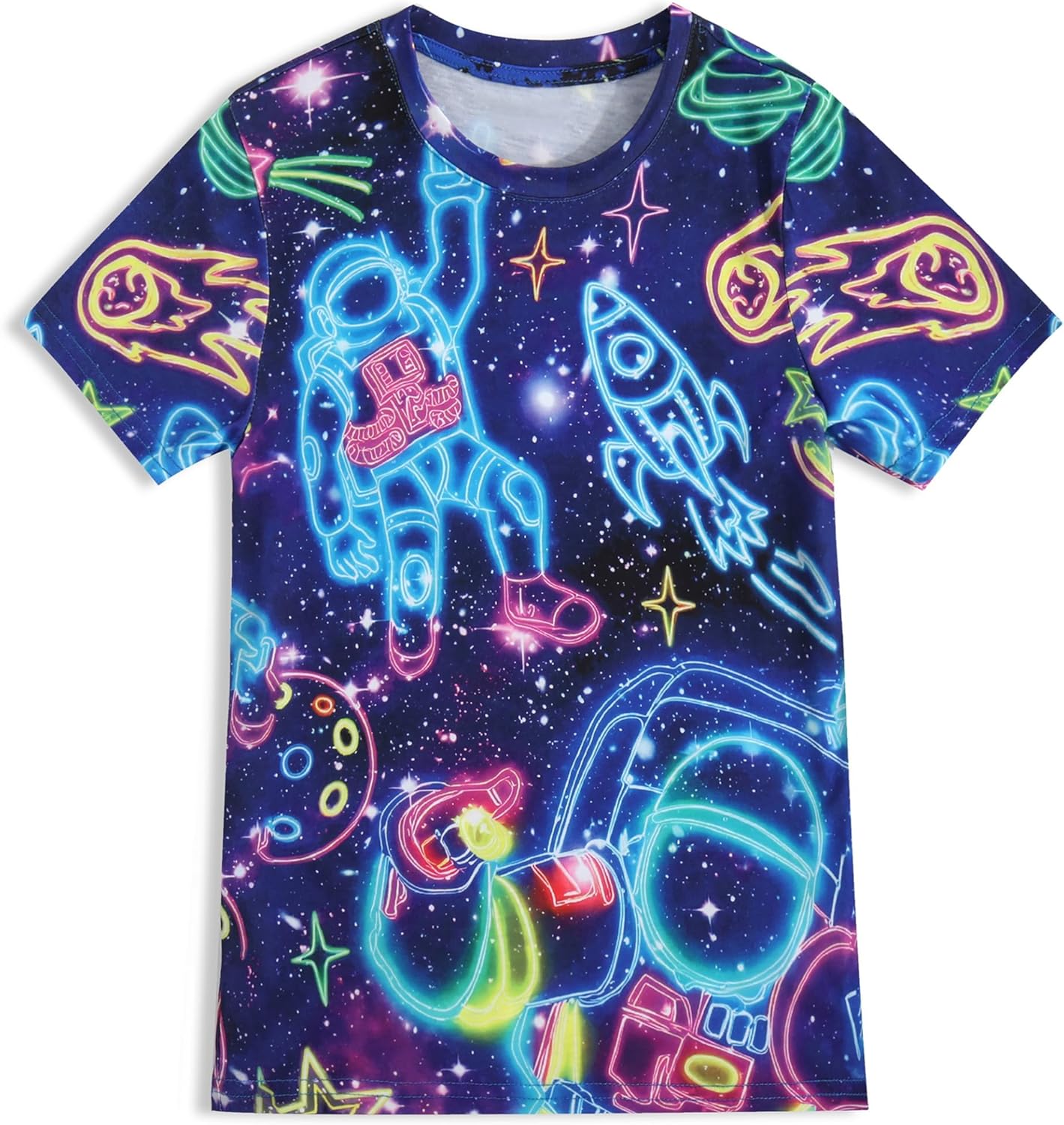 Boys Girls T-Shirts 3D Graphic Shirts Kids Neon Novelty Youth Short Sleeve Glow Tees Animal Print Tees