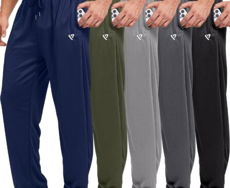 5 Pack Mens Sweatpants Open Bottom Joggers for Men with Zip Pockets Loose Fit Mesh Athletic Pants for Running,Casual