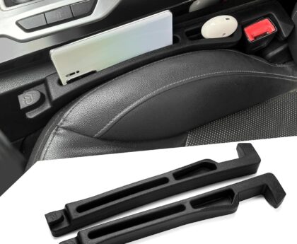 Car Seat Gap Filler – Seat Side Gap Filler with Organizer & Hook Prevent Items from Falling Universal Fit Car SUV Truck, Pack of 2 Black