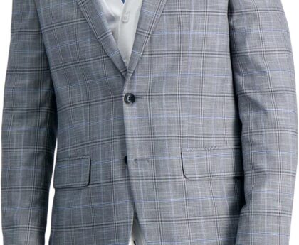 Haggar Mens Slim Fit Plaid Pattern Sport Coat Blazer