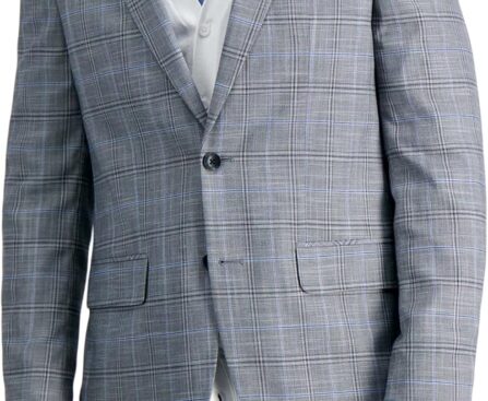 Haggar Mens Slim Fit Plaid Pattern Sport Coat Blazer