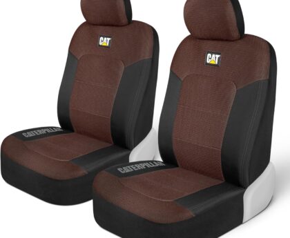 CAT Brown & Black Seat Covers for Cars, Trucks, & SUV – Set of (2) MeshFlex Car Seat Cover Front Seat Protectors – Airbag Compatible Seat Covers for SUV Interior Covers & Seat Cover Accessories
