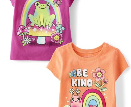The Children’s Place Baby-Girls and Toddler Unicorns,Butterflies,Trends Short Sleeve Graphic T-Shirts,2 Pack