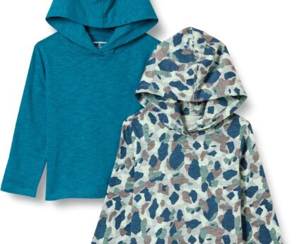 Amazon Essentials Boys and Toddlers’ Lightweight Long-Sleeve Hooded T-Shirt, Pack of 2