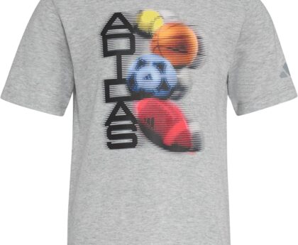 adidas Boys’ Short Sleeve Distortion Multi Sport Graphic Heather Tee Shirt