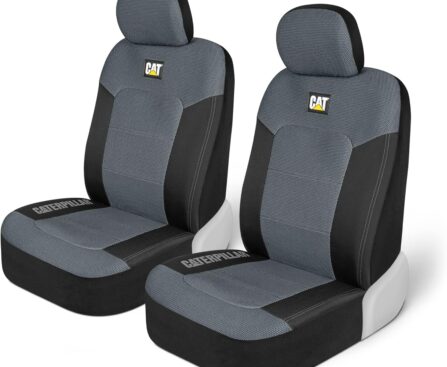 Cat MeshFlex Automotive Seat Covers for Cars Trucks and SUVs – Gray Car Seat Covers for Front Seats, Truck Seat Protectors with Comfortable Mesh Back, Set of 2