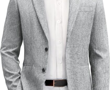 Vssjavun Mens Blazer Casual Sport Coats Slim Fit Two Button Lightweight Suit Jacket Business Jacket