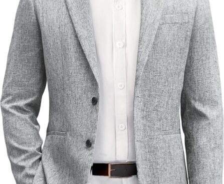 Vssjavun Mens Blazer Casual Sport Coats Slim Fit Two Button Lightweight Suit Jacket Business Jacket