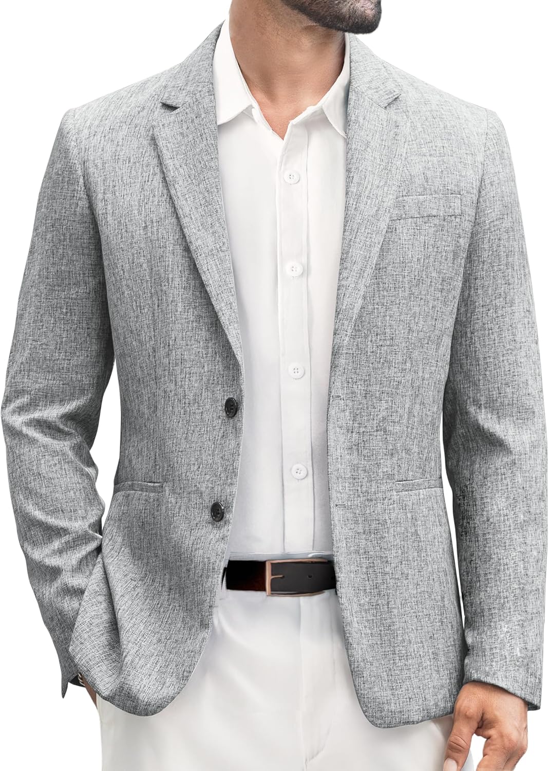 Vssjavun Mens Blazer Casual Sport Coats Slim Fit Two Button Lightweight Suit Jacket Business Jacket