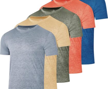 Real Essentials 5 Pack: Youth Dry-Fit Wicking Active Athletic Performance Short Sleeve T-Shirt Boys & Girls Shirts