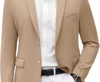 COOFANDY Mens Casual Blazer Slim Fit Suit Jacket Lightweight Knit Sport Coat Two Button Blazer Jacket