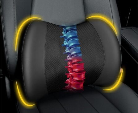 Lumbar Support Pillow for Car, Memory Foam Lumbar Pillow for Lower Back Pain Relief – Back Cushion for Driving, Chair Support for Car-Office Chair, Wheelchair – Black