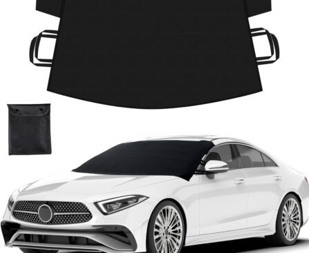 EcoNour Windshield Snow Cover for Car, SUV, Truck – Toughest Car Protector for Ice & Sleet, Weatherproof for Winter – Includes Anti-Theft Straps | Winter Accessories, Medium (69″x42″)